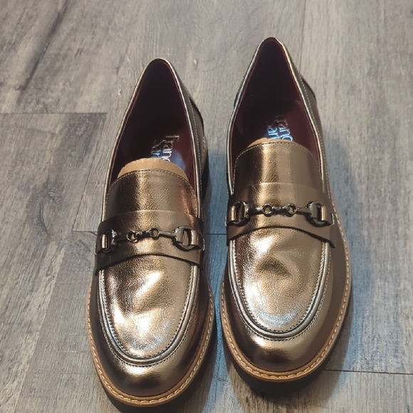 Franco Sarto Lug Soled Pewter Metallic  Loafers  NWOT\'s